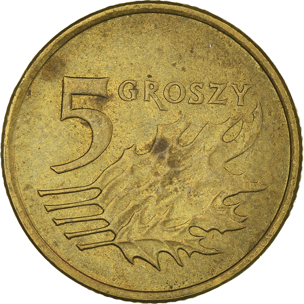 Moneda, Polonia, 5 Groszy, 2007