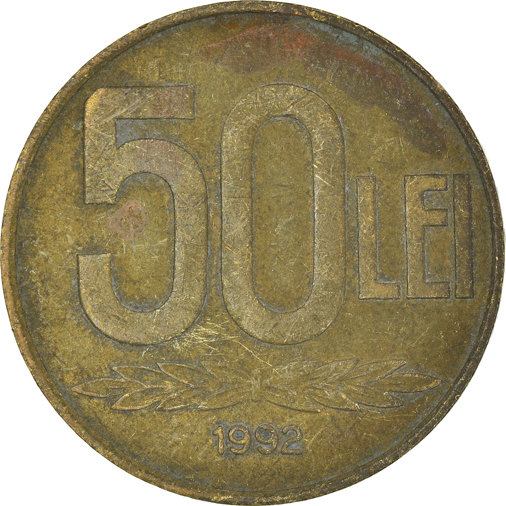 Moneda, Rumanía, 50 Lei, 1992
