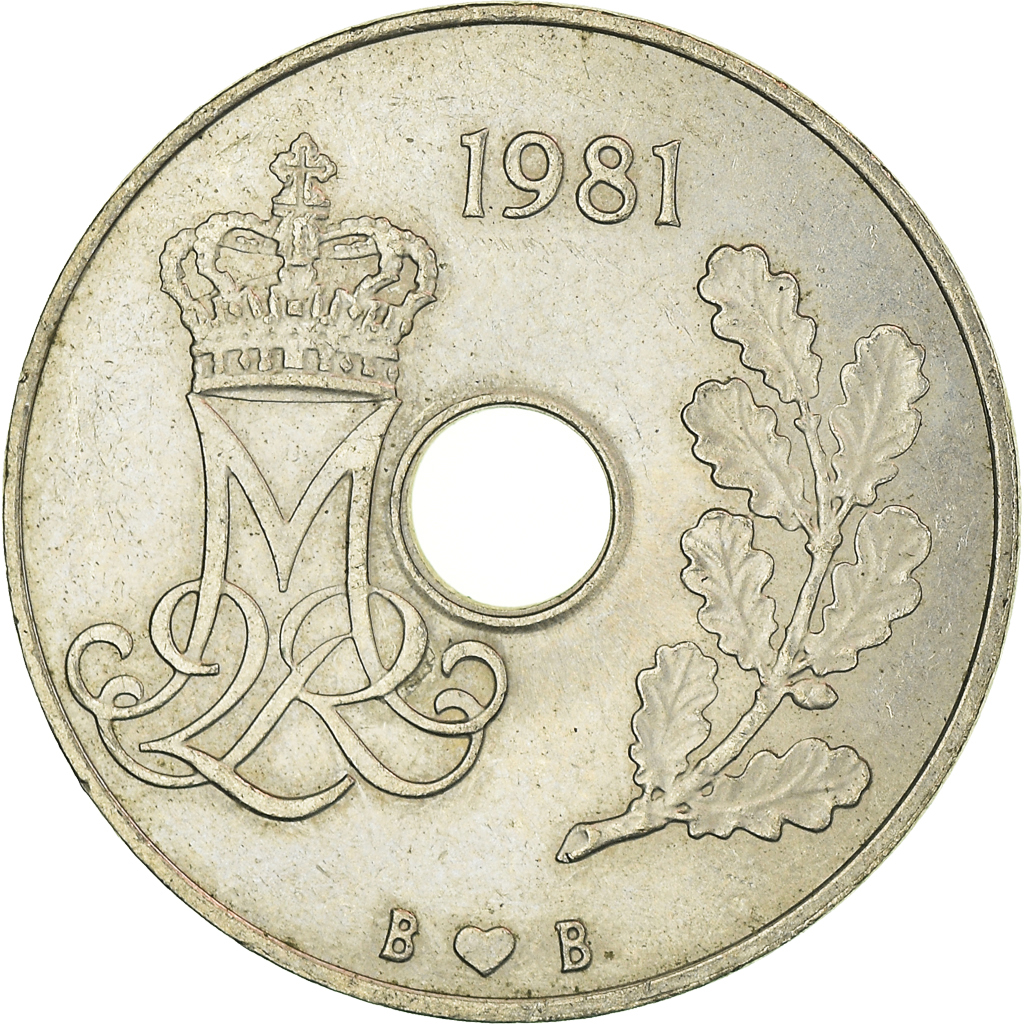 Moneda, Dinamarca, 25 Öre, 1981