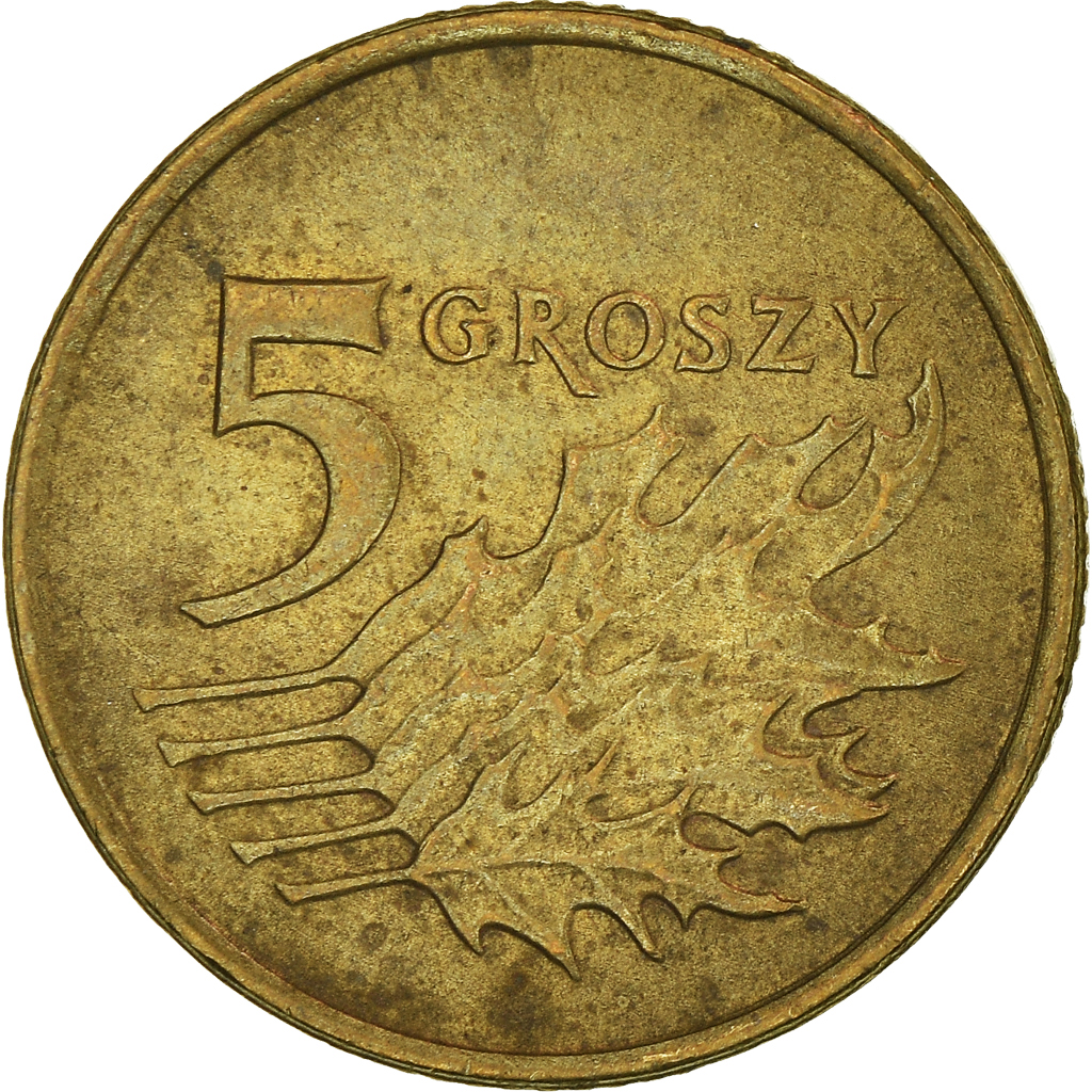 Moneda, Polonia, 5 Groszy, 1998