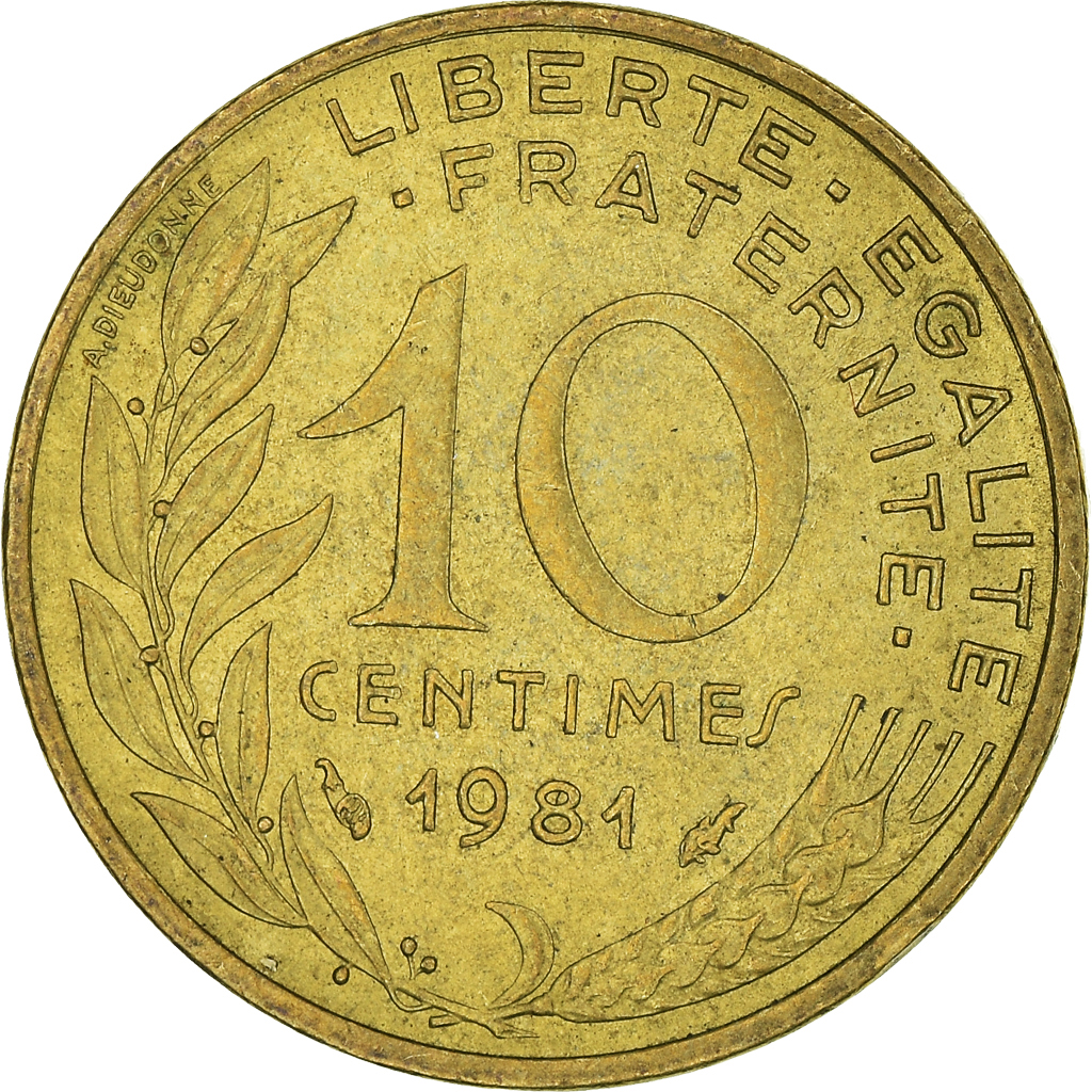 Moneda, Francia, 10 Centimes, 1981