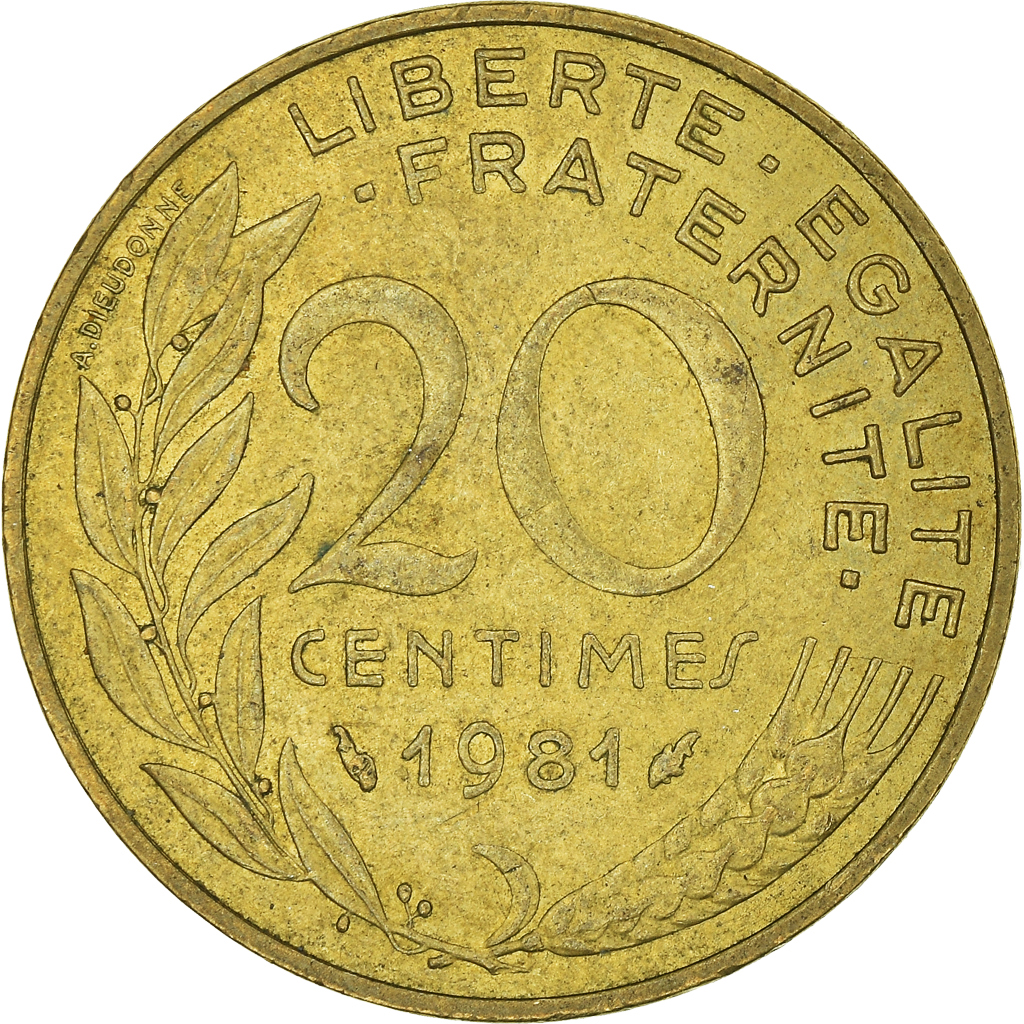 Moneda, Francia, 20 Centimes, 1981