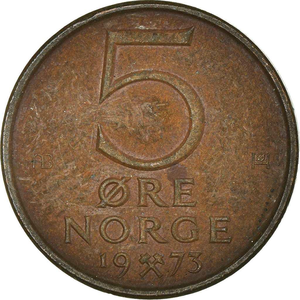 Moneda, Noruega, 5 Öre, 1975