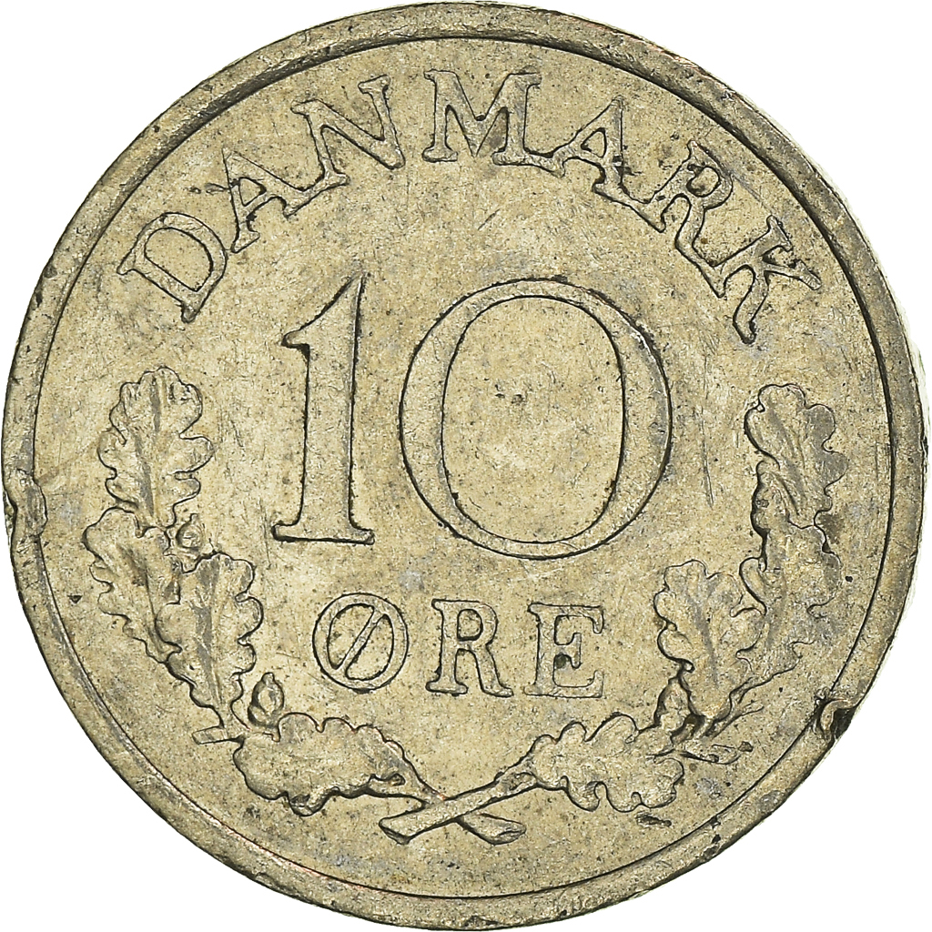 Moneda, Dinamarca, 10 Öre, 1962