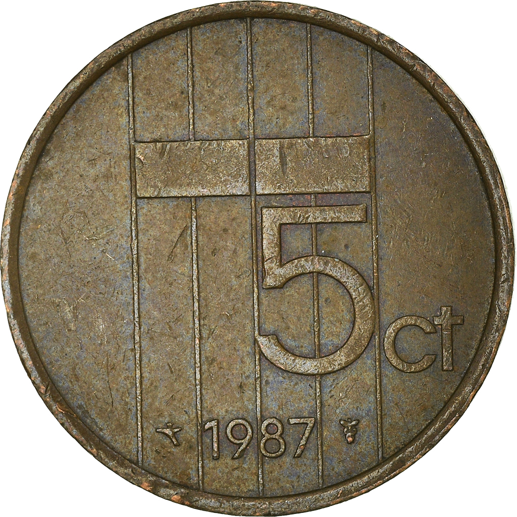 Moneda, Países Bajos, 5 Cents, 1987