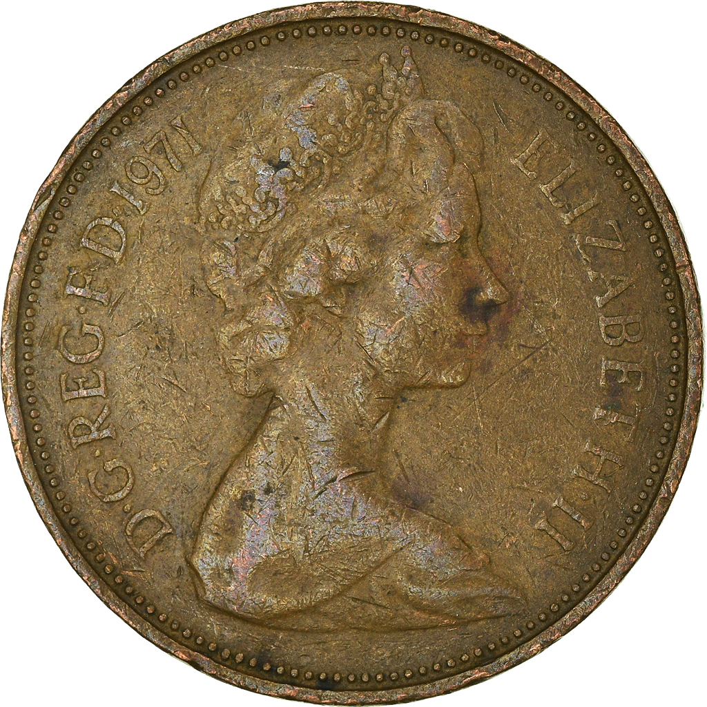 Moneda, Gran Bretaña, 2 New Pence, 1971