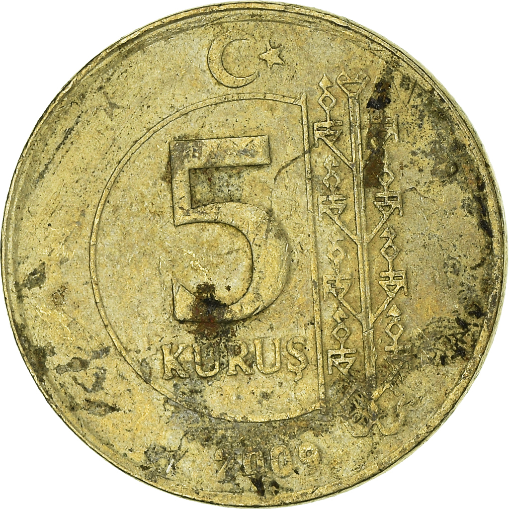 Moneda, Turquía, 5 Kurus, 2009