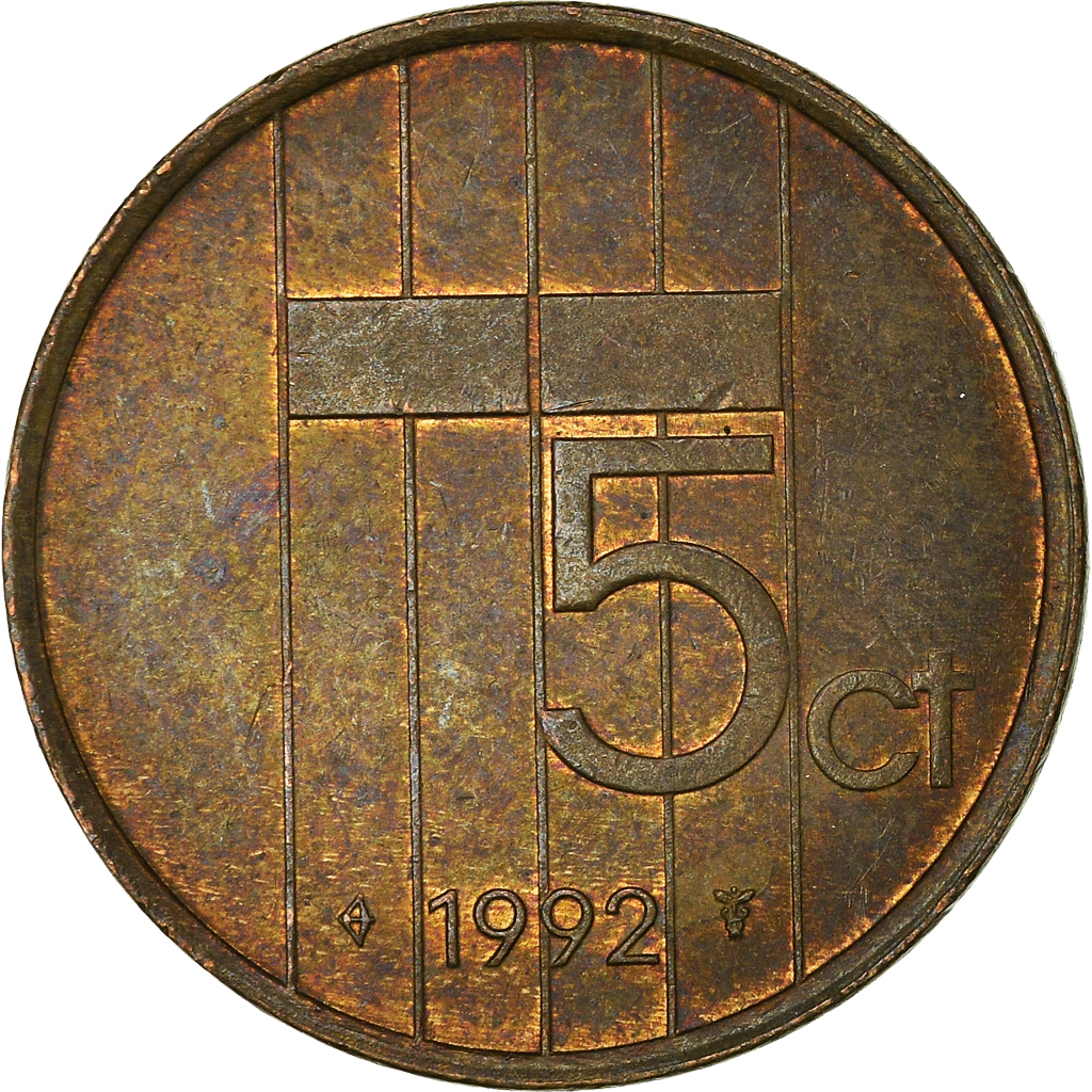 Moneda, Países Bajos, 5 Cents, 1992