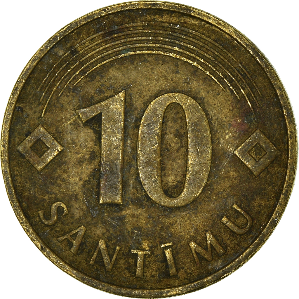 Moneda, Letonia, 10 Santimu, 1992