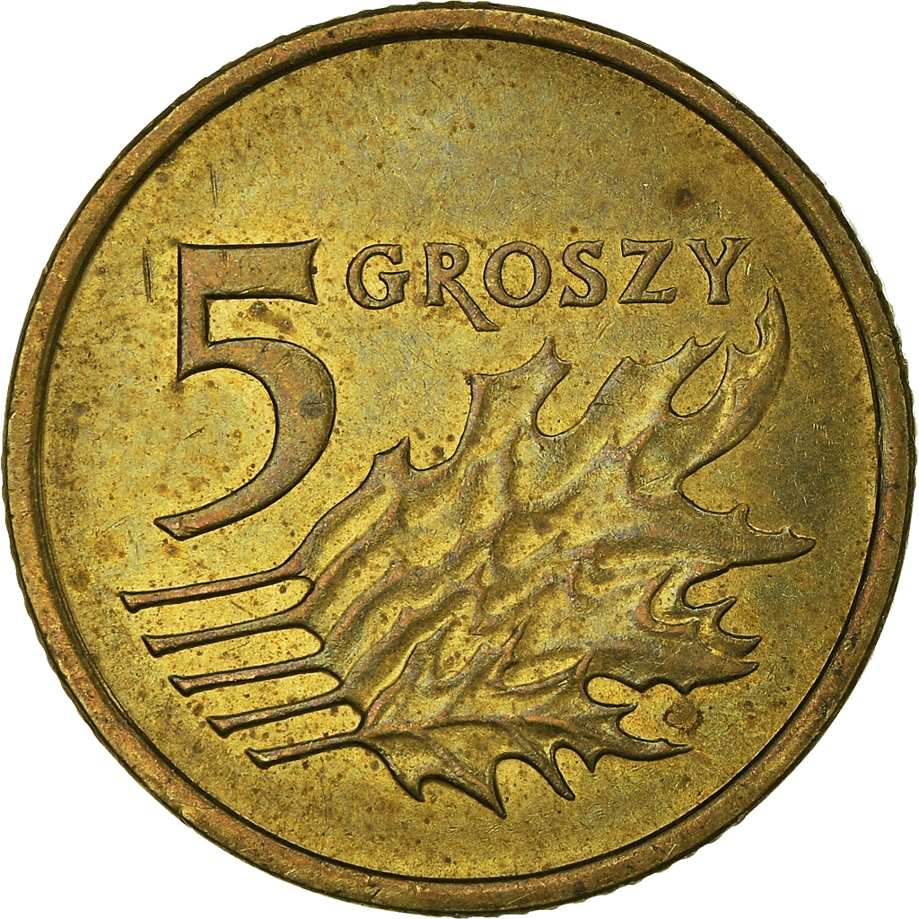 Moneda, Polonia, 5 Groszy, 2005