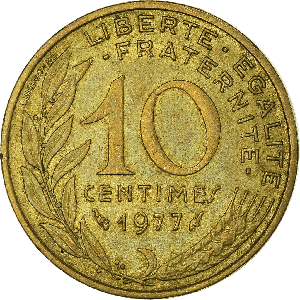 Moneda, Francia, 10 Centimes, 1977