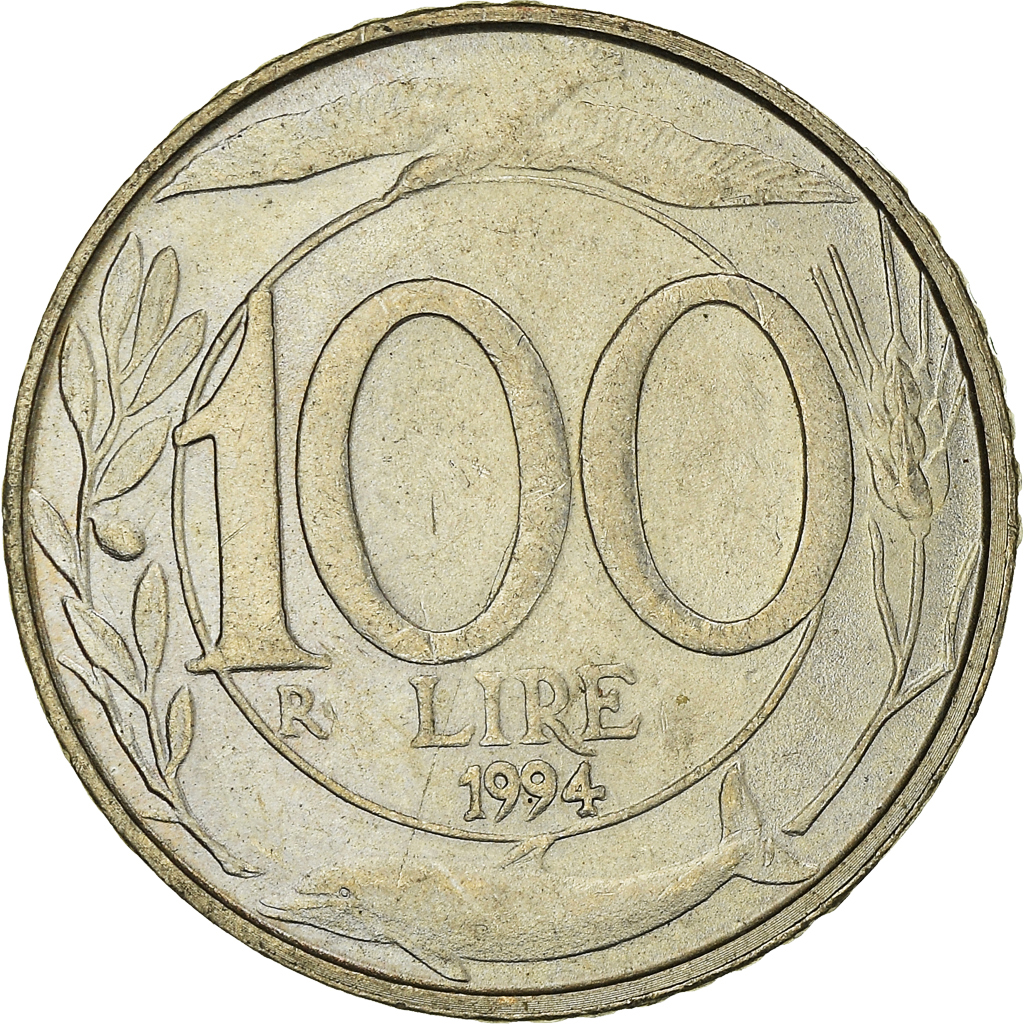 Moneda, Italia, 100 Lire, 1994