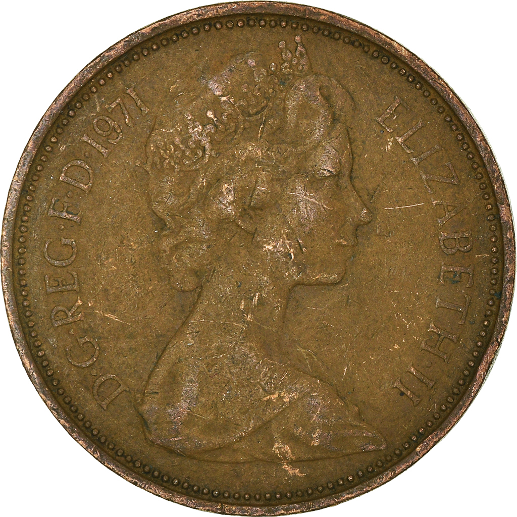 Moneda, Gran Bretaña, 2 New Pence, 1971