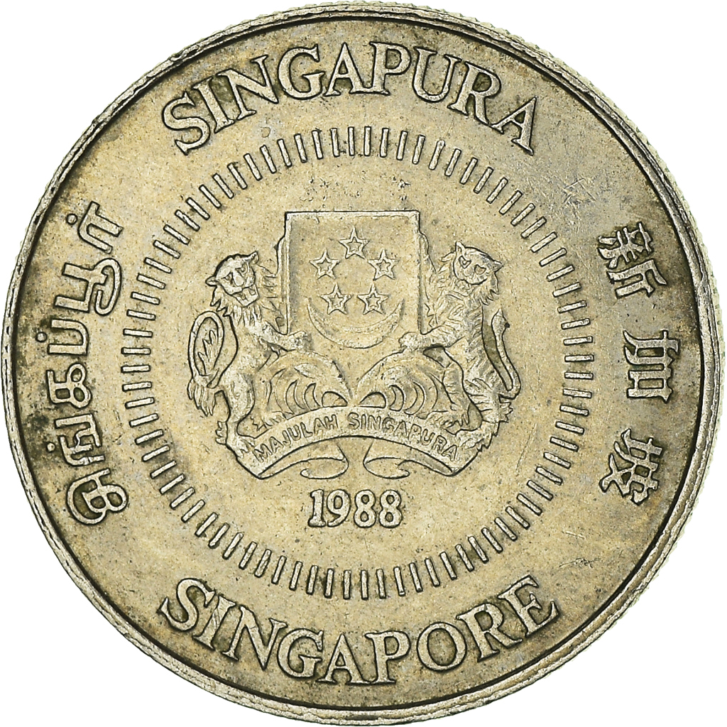 Moneda, Singapur, 10 Cents, 1988