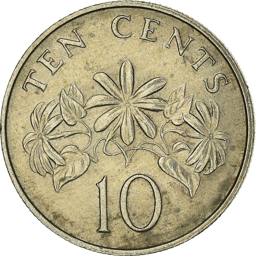 Moneda, Singapur, 10 Cents, 1988