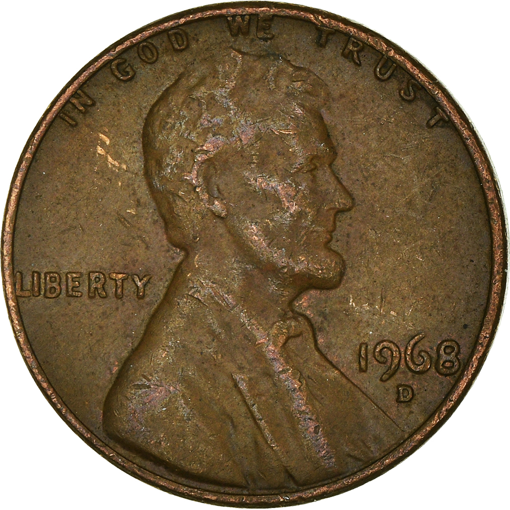 Moneda, Estados Unidos, Cent, 1968