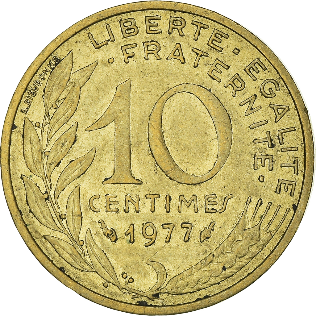 Moneda, Francia, 10 Centimes, 1977