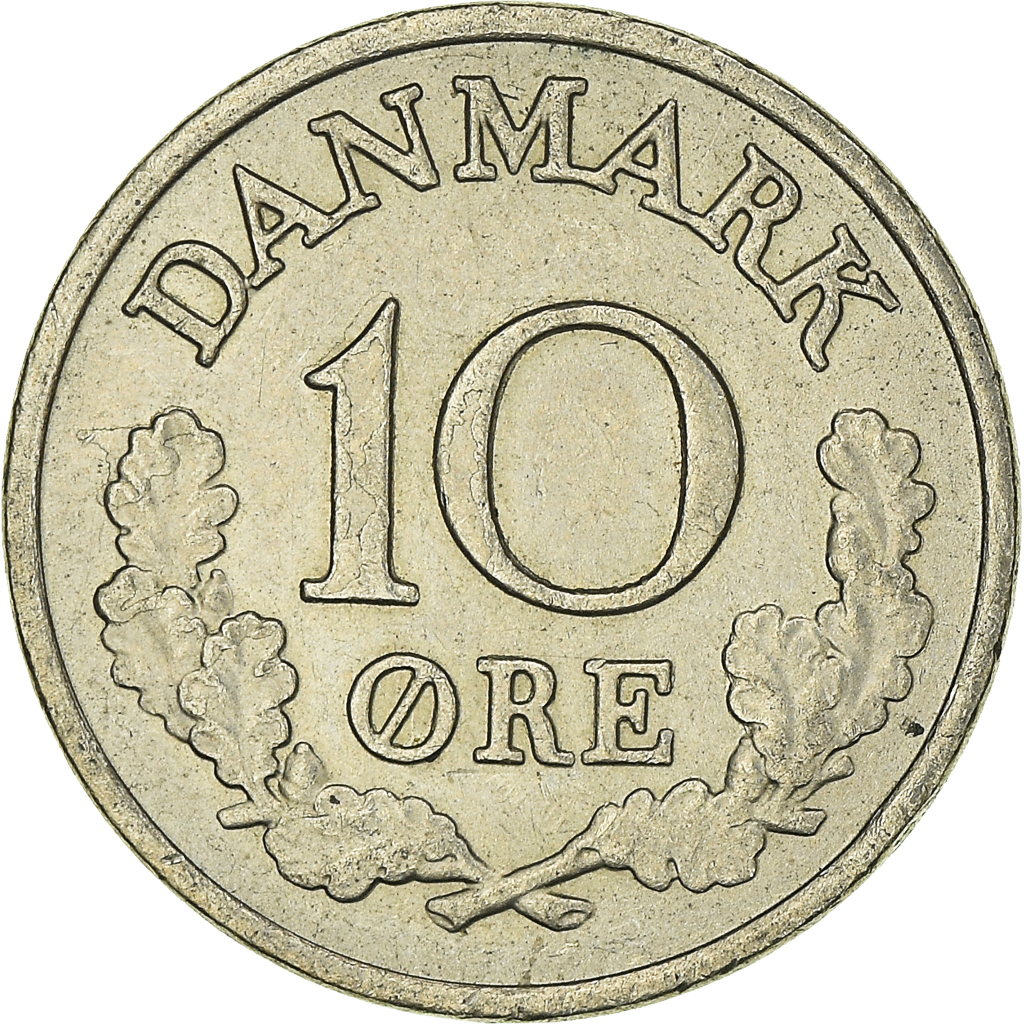 Moneda, Dinamarca, 10 Öre, 1966