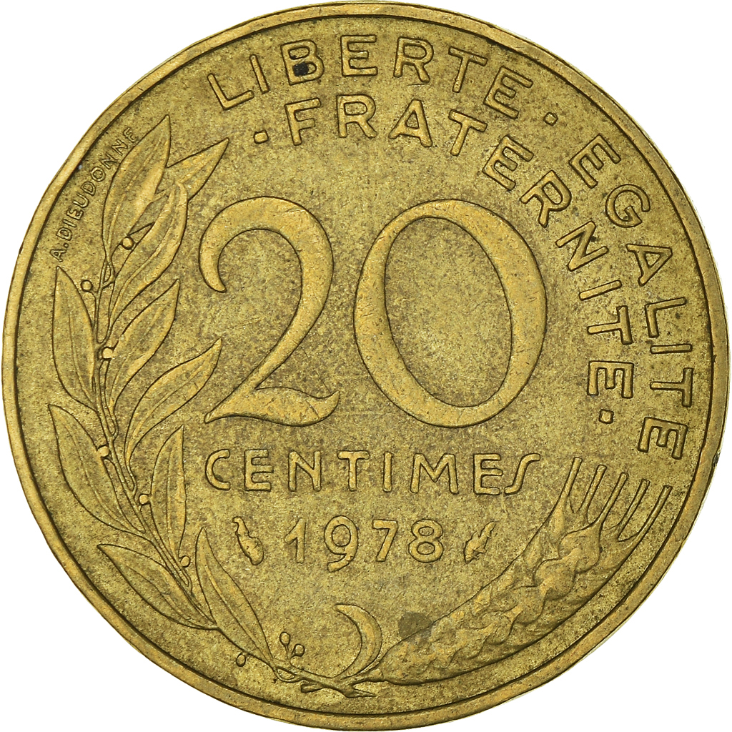 Moneda, Francia, 20 Centimes, 1978