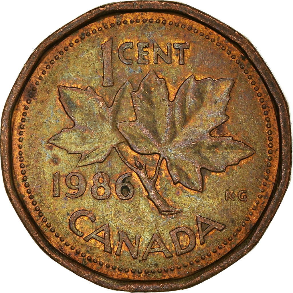 Moneda, Canadá, Cent, 1986