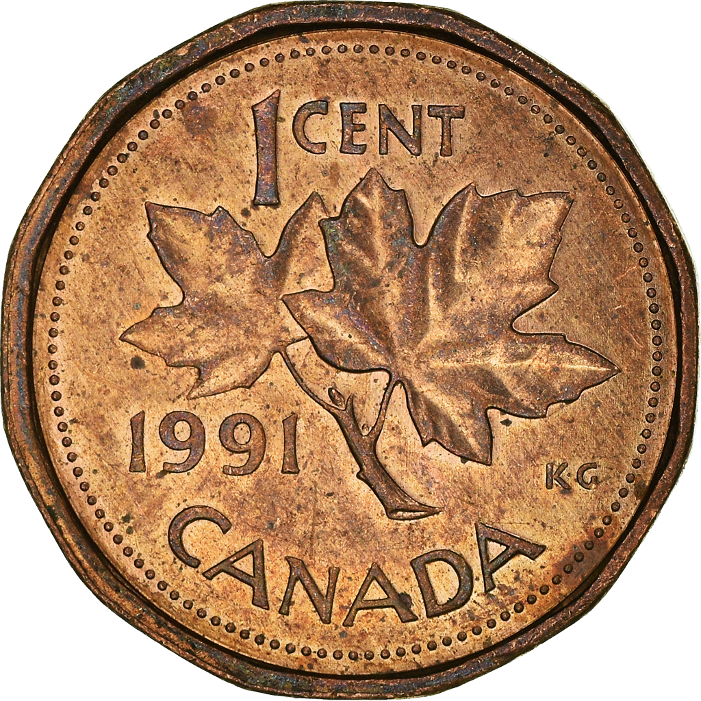 Moneda, Canadá, Cent, 1991