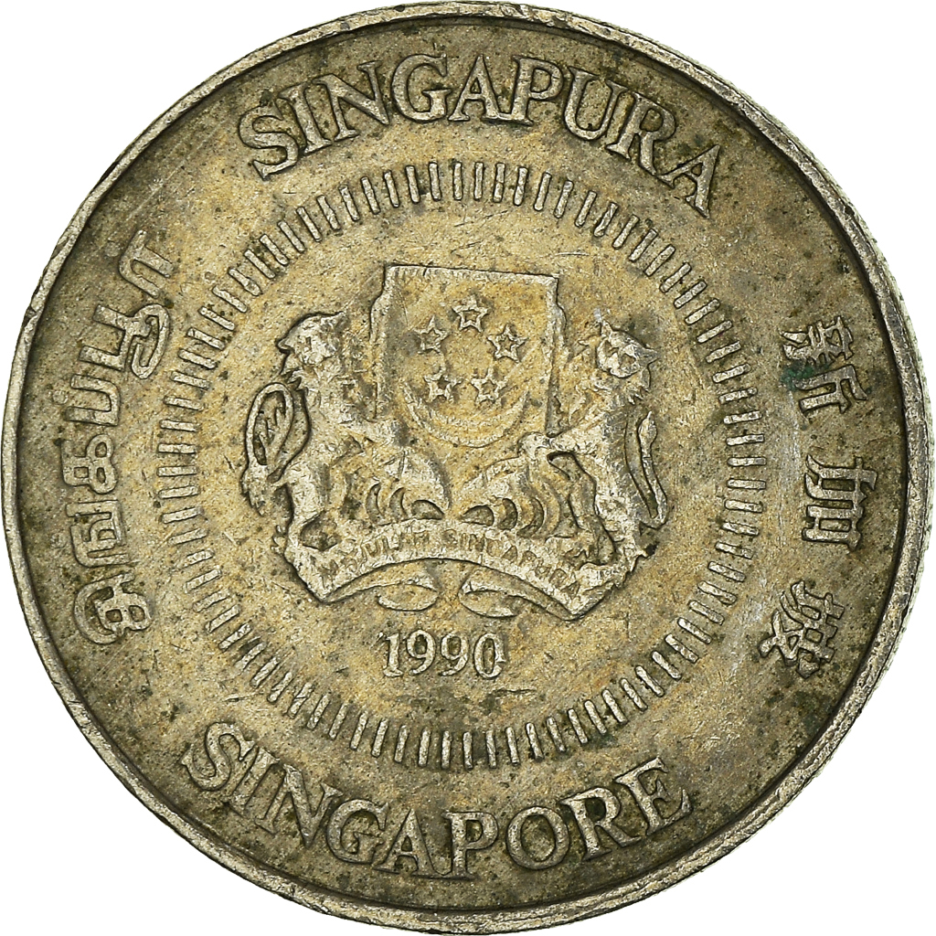 Moneda, Singapur, 10 Cents, 1990