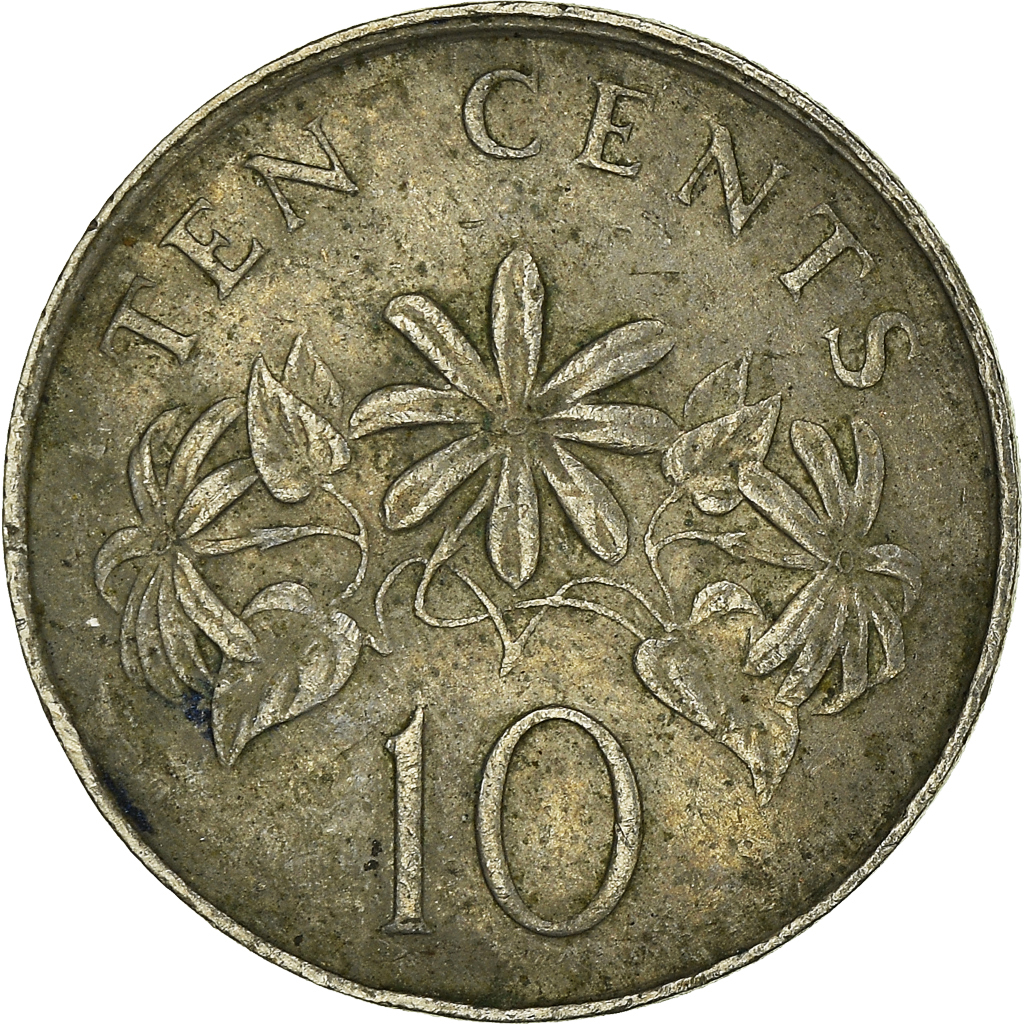 Moneda, Singapur, 10 Cents, 1990