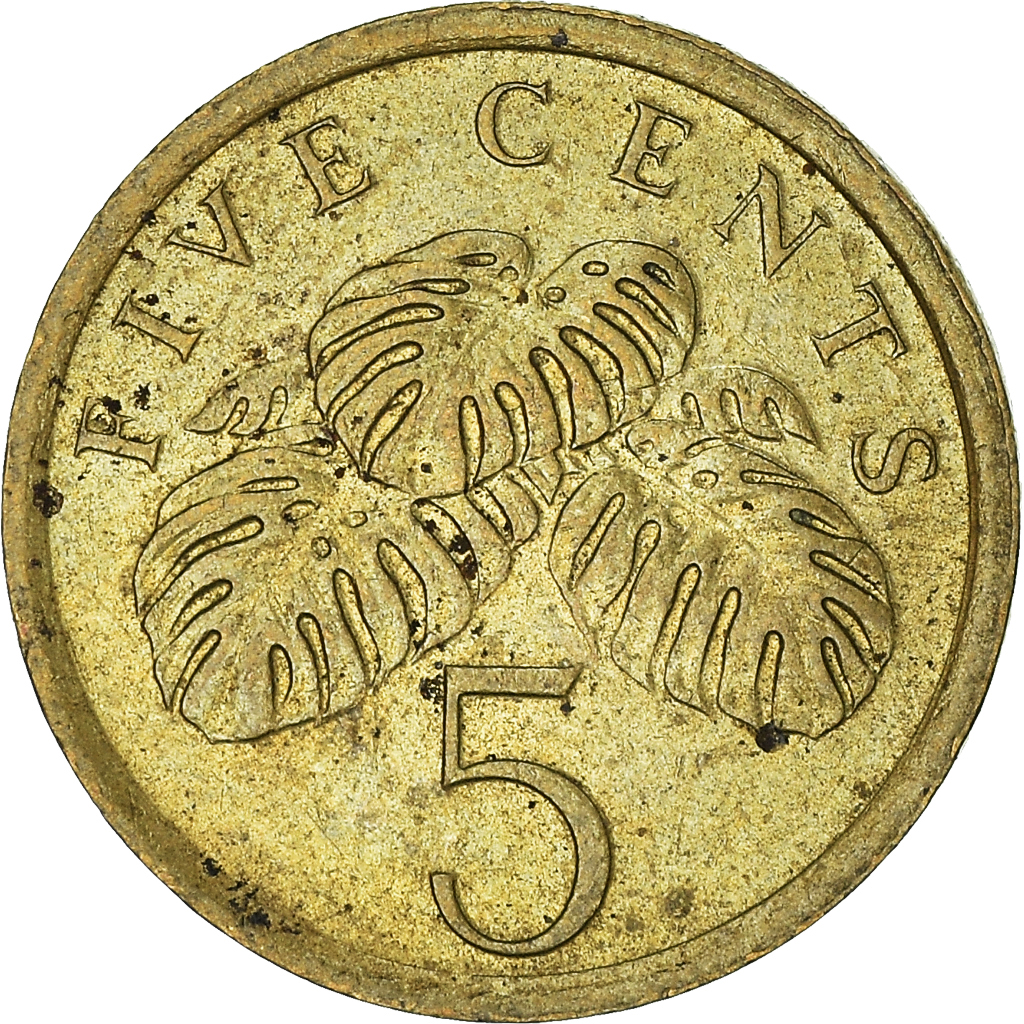 Moneda, Singapur, 5 Cents, 1987