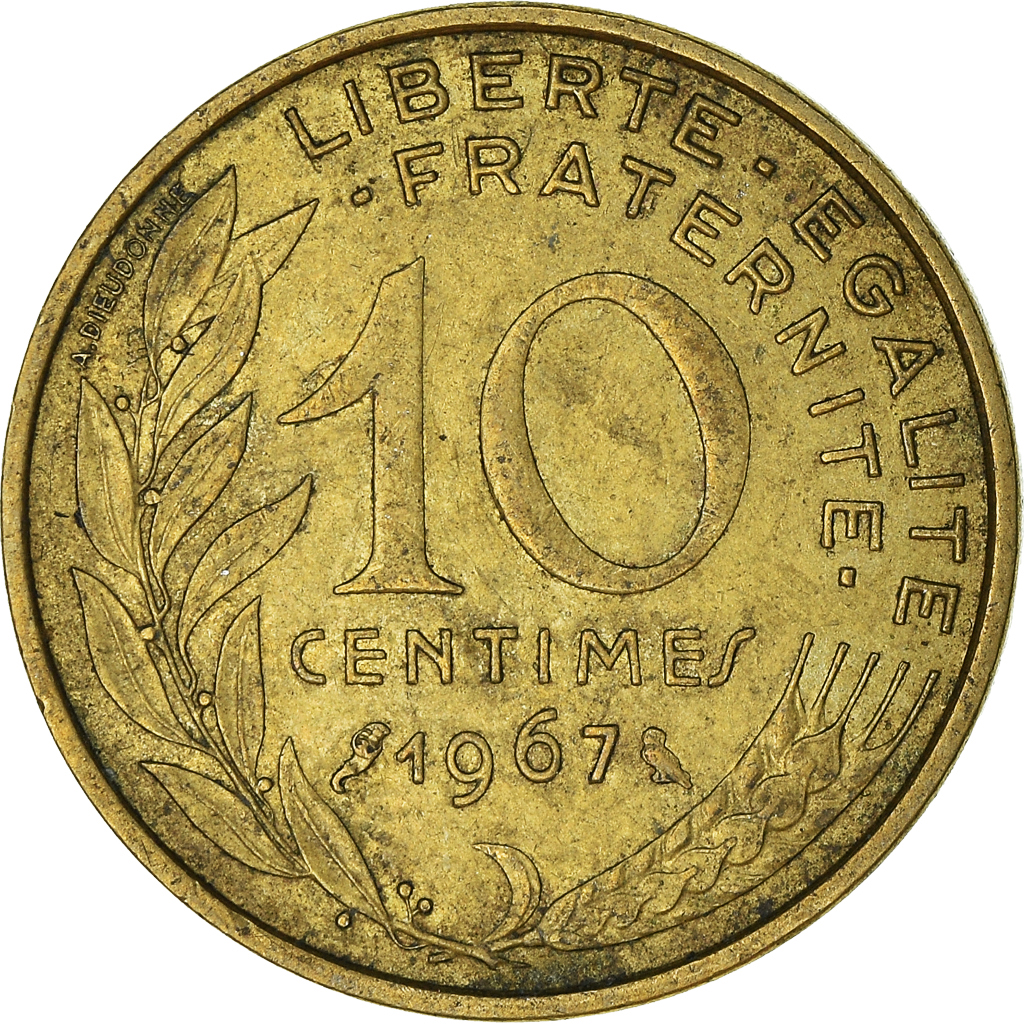 Moneda, Francia, 10 Centimes, 1967