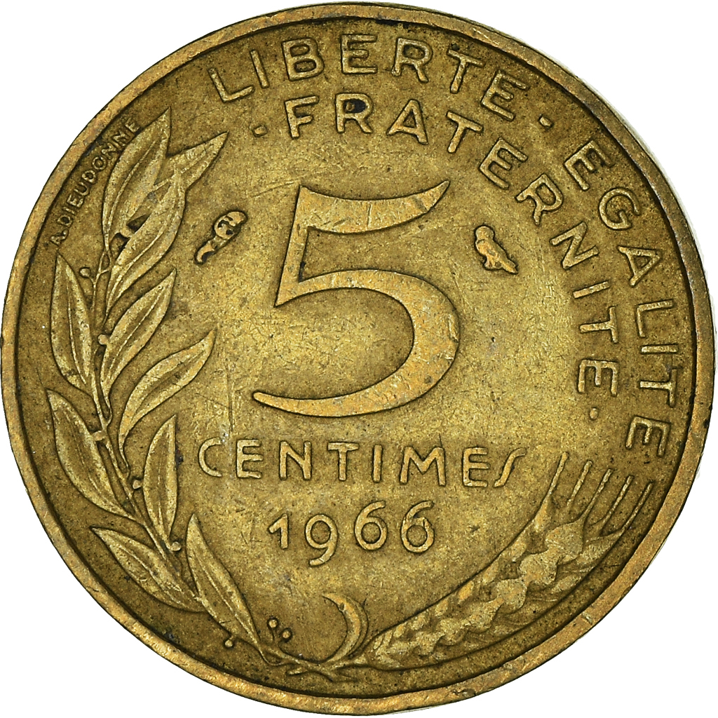 Moneda, Francia, 5 Centimes, 1966