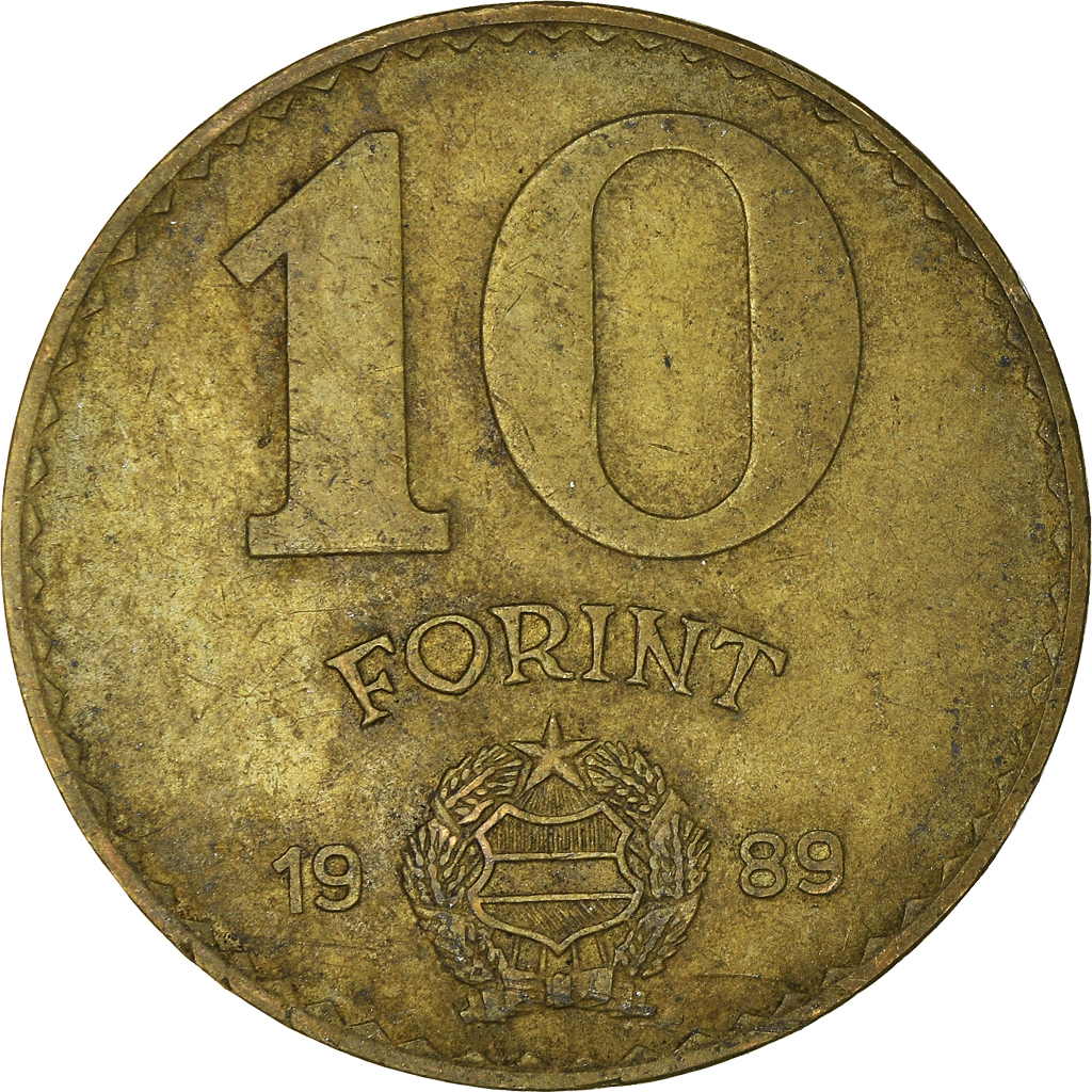 Moneda, Hungría, 10 Forint, 1989
