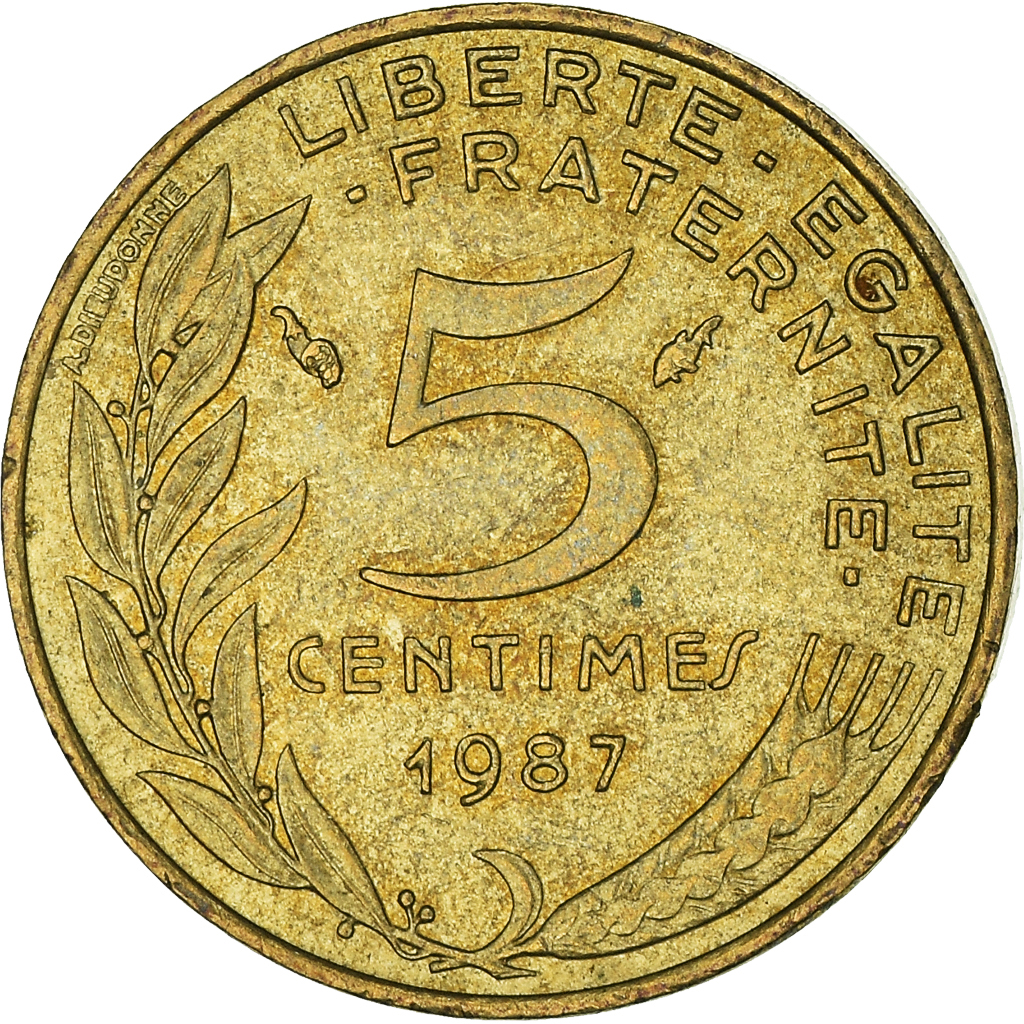 Moneda, Francia, 5 Centimes, 1987