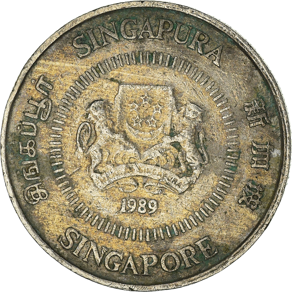 Moneda, Singapur, 10 Cents, 1989