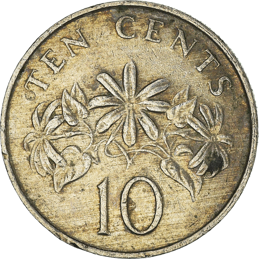 Moneda, Singapur, 10 Cents, 1989