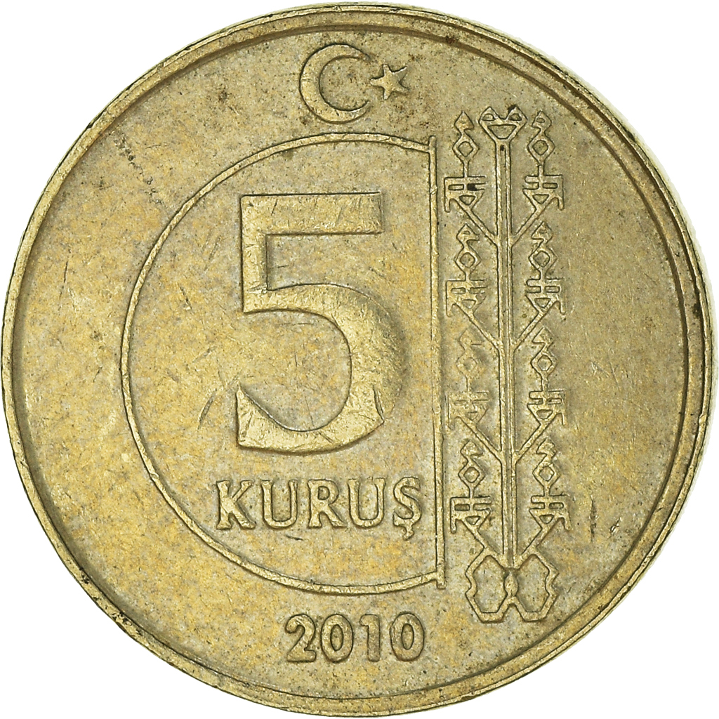 Moneda, Turquía, 5 Kurus, 2010