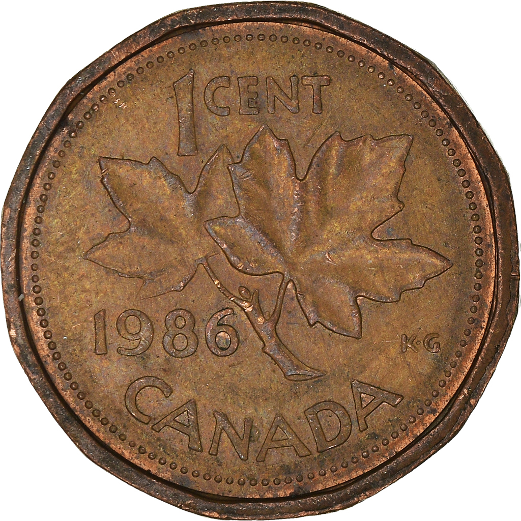 Moneda, Canadá, Cent, 1986