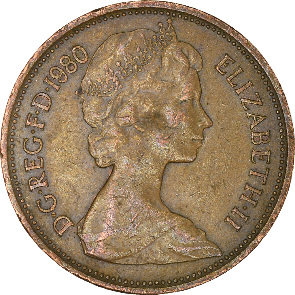 Moneda, Gran Bretaña, 2 New Pence, 1980