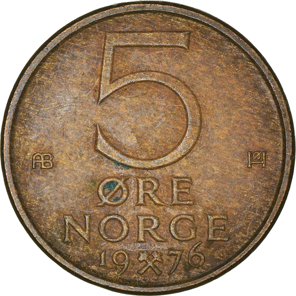 Moneda, Noruega, 5 Öre, 1976