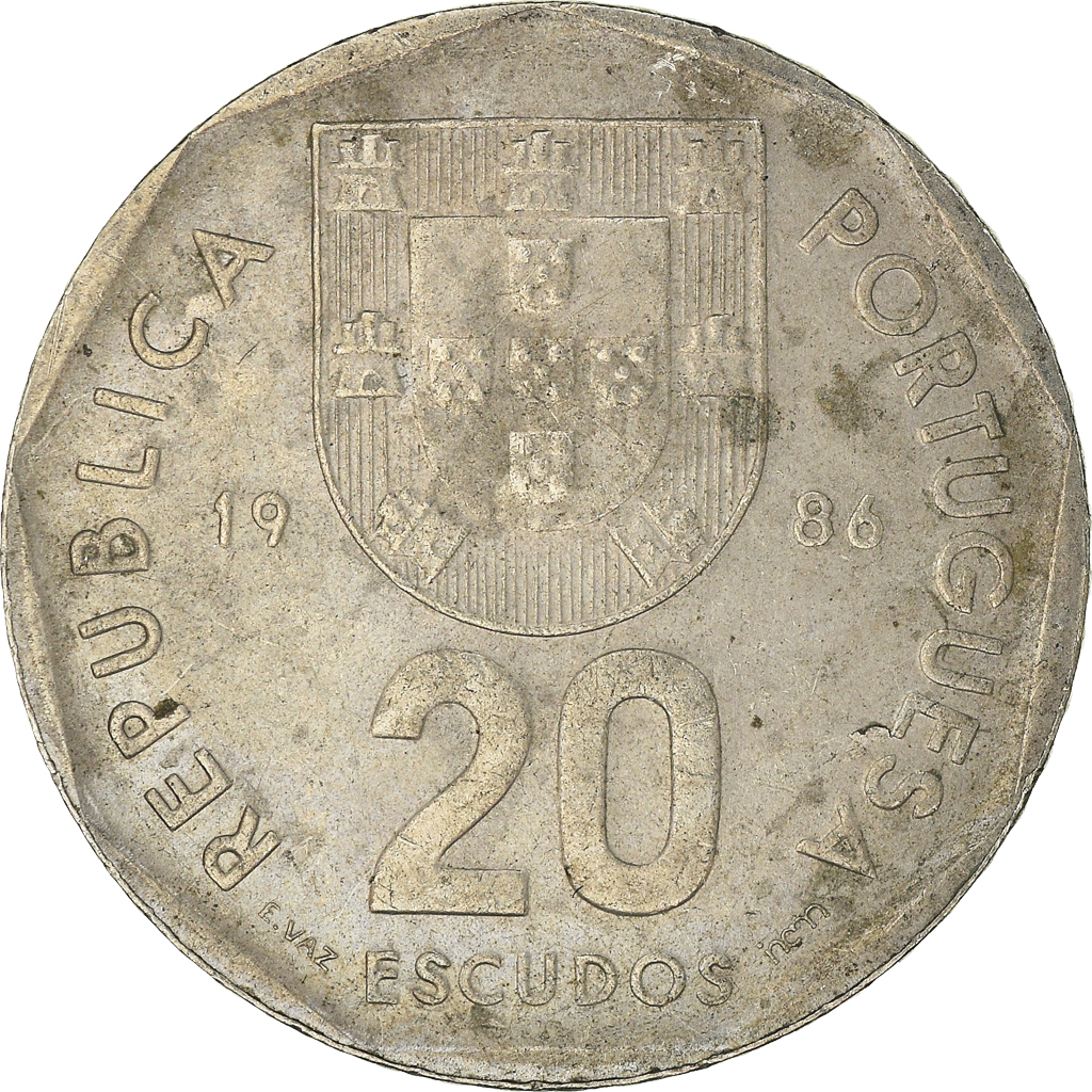 Moneda, Portugal, 20 Escudos, 1986