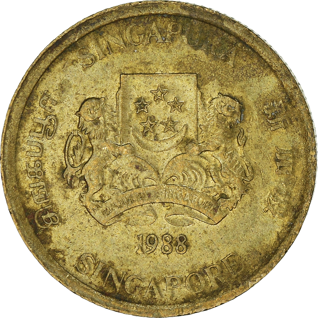 Moneda, Singapur, 5 Cents, 1988