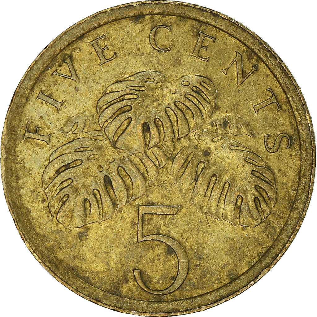 Moneda, Singapur, 5 Cents, 1988