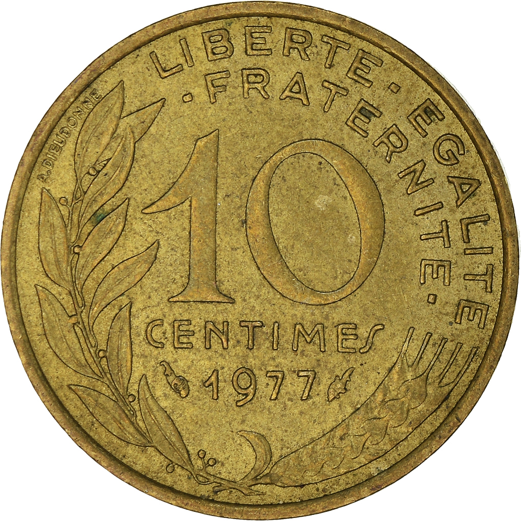 Moneda, Francia, 10 Centimes, 1977