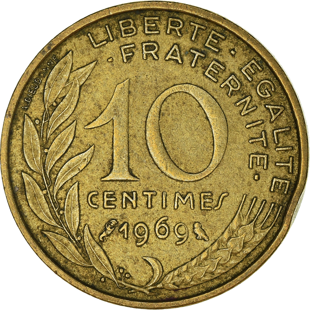 Moneda, Francia, 10 Centimes, 1969