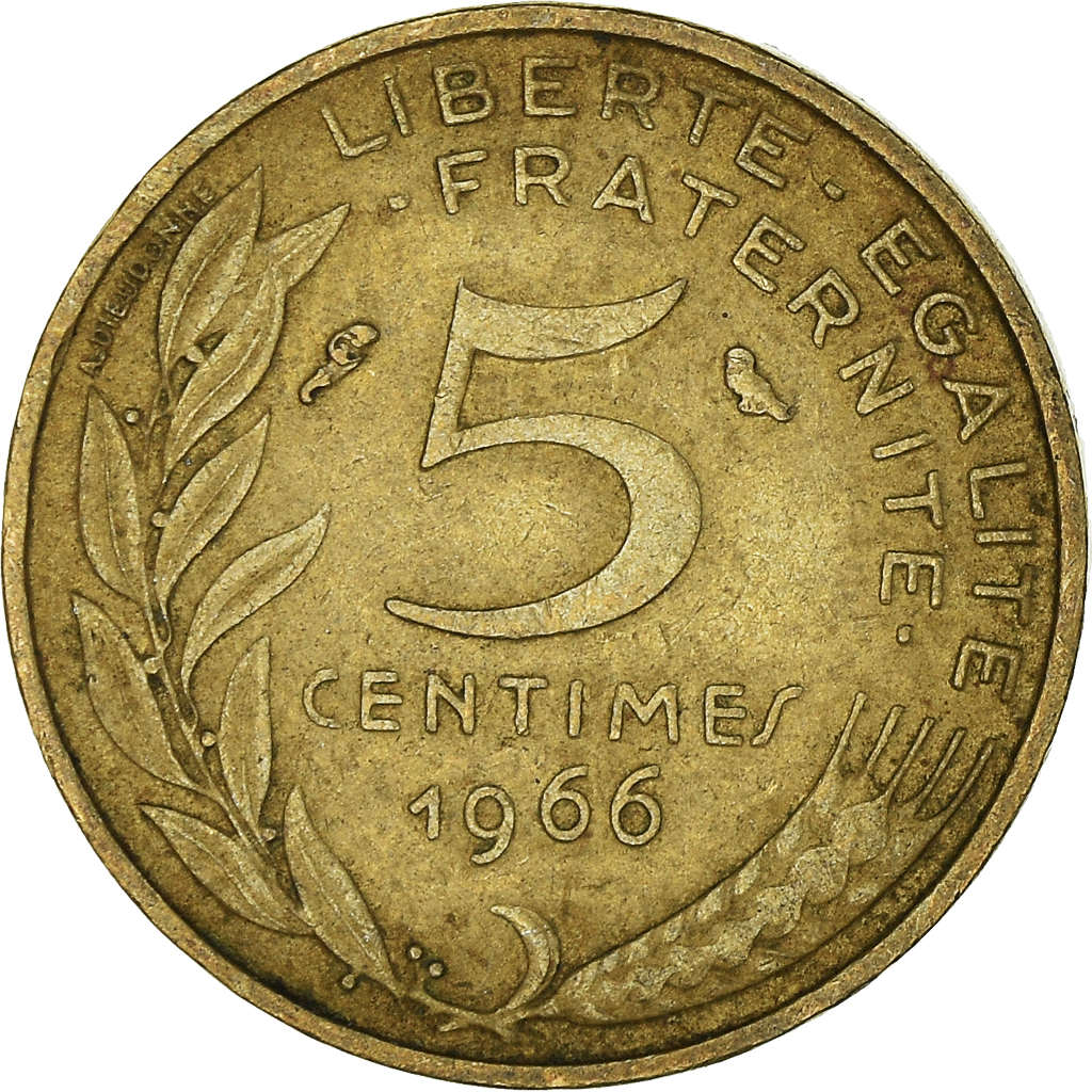 Moneda, Francia, 5 Centimes, 1966