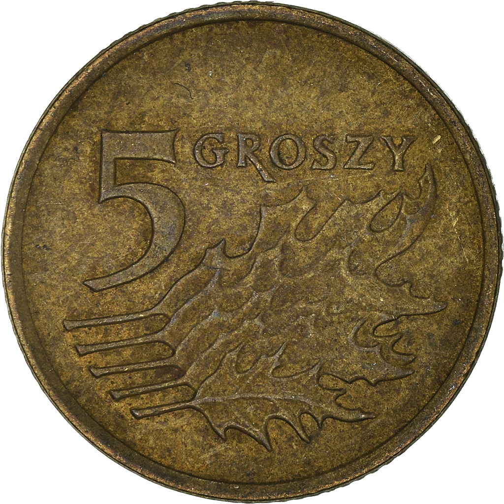 Moneda, Polonia, 5 Groszy, 1992