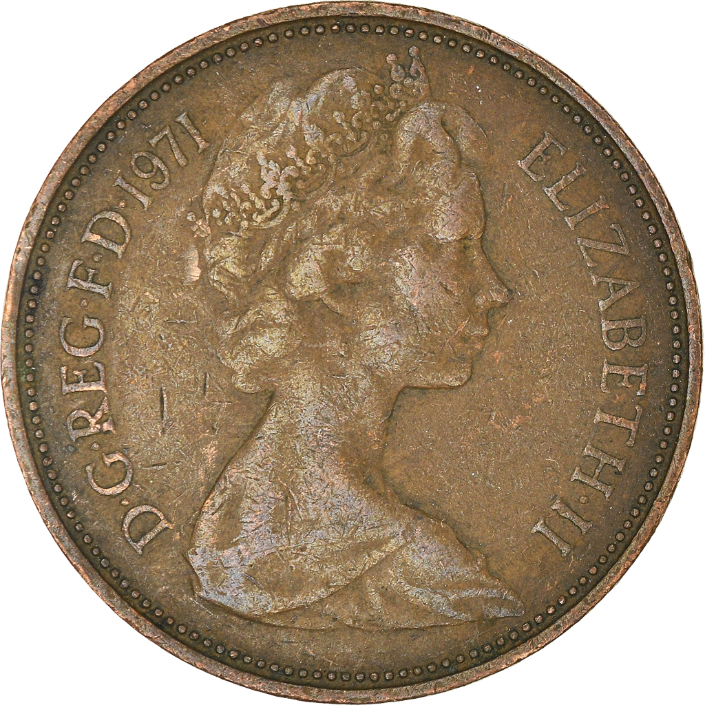 Moneda, Gran Bretaña, 2 New Pence, 1971
