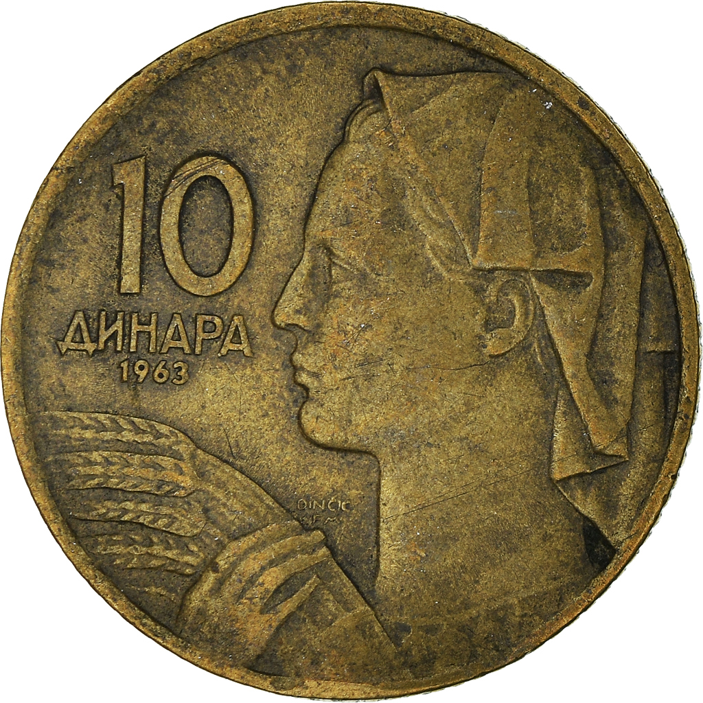 Moneda, Yugoslavia, 10 Dinara, 1963