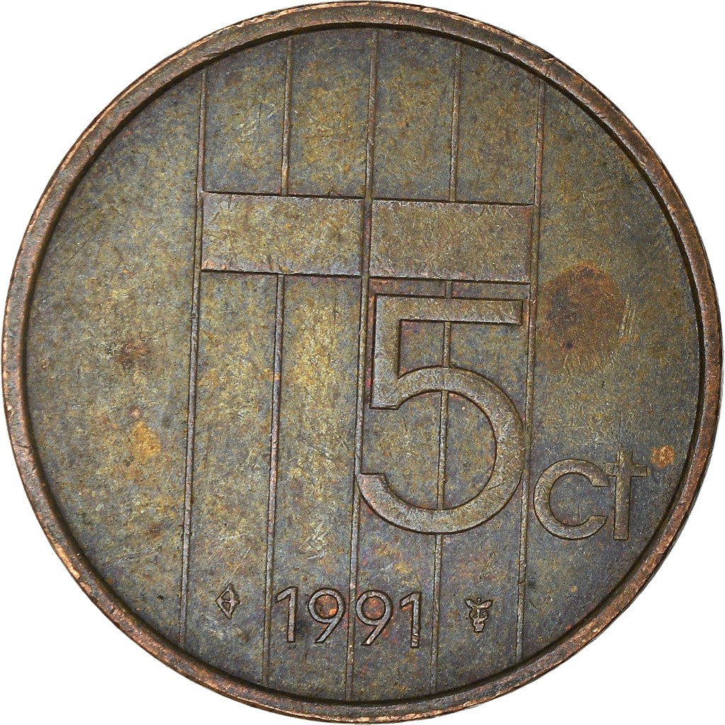 Moneda, Países Bajos, 5 Cents, 1991