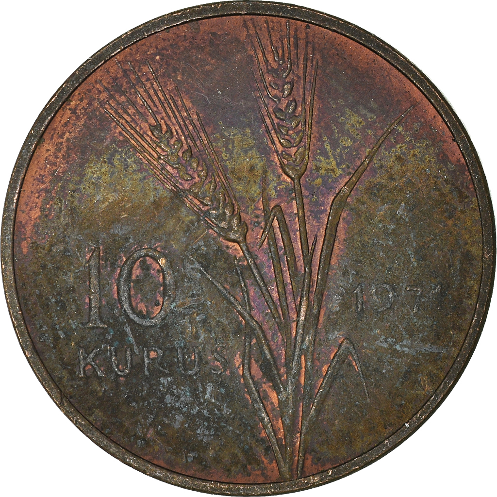 Moneda, Turquía, 10 Kurus, 1971
