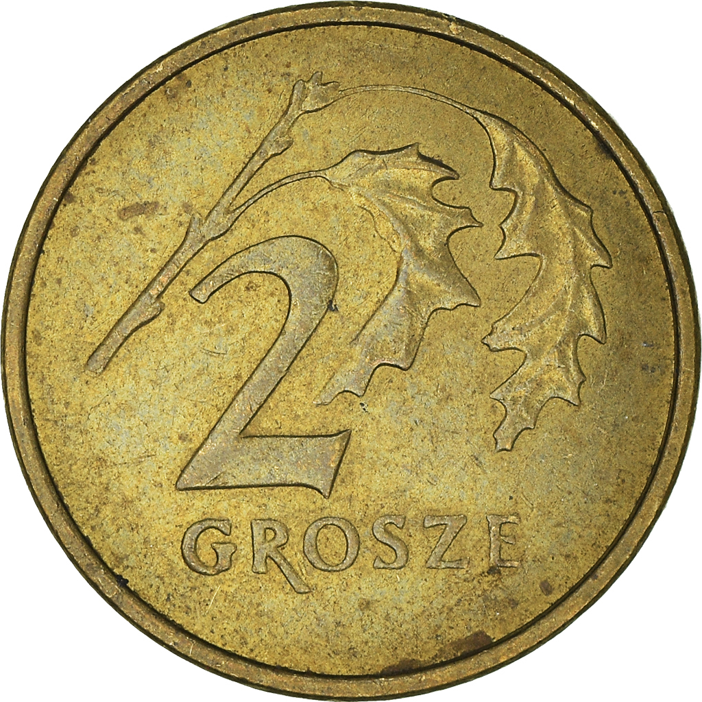 Moneda, Polonia, 2 Grosze, 2002